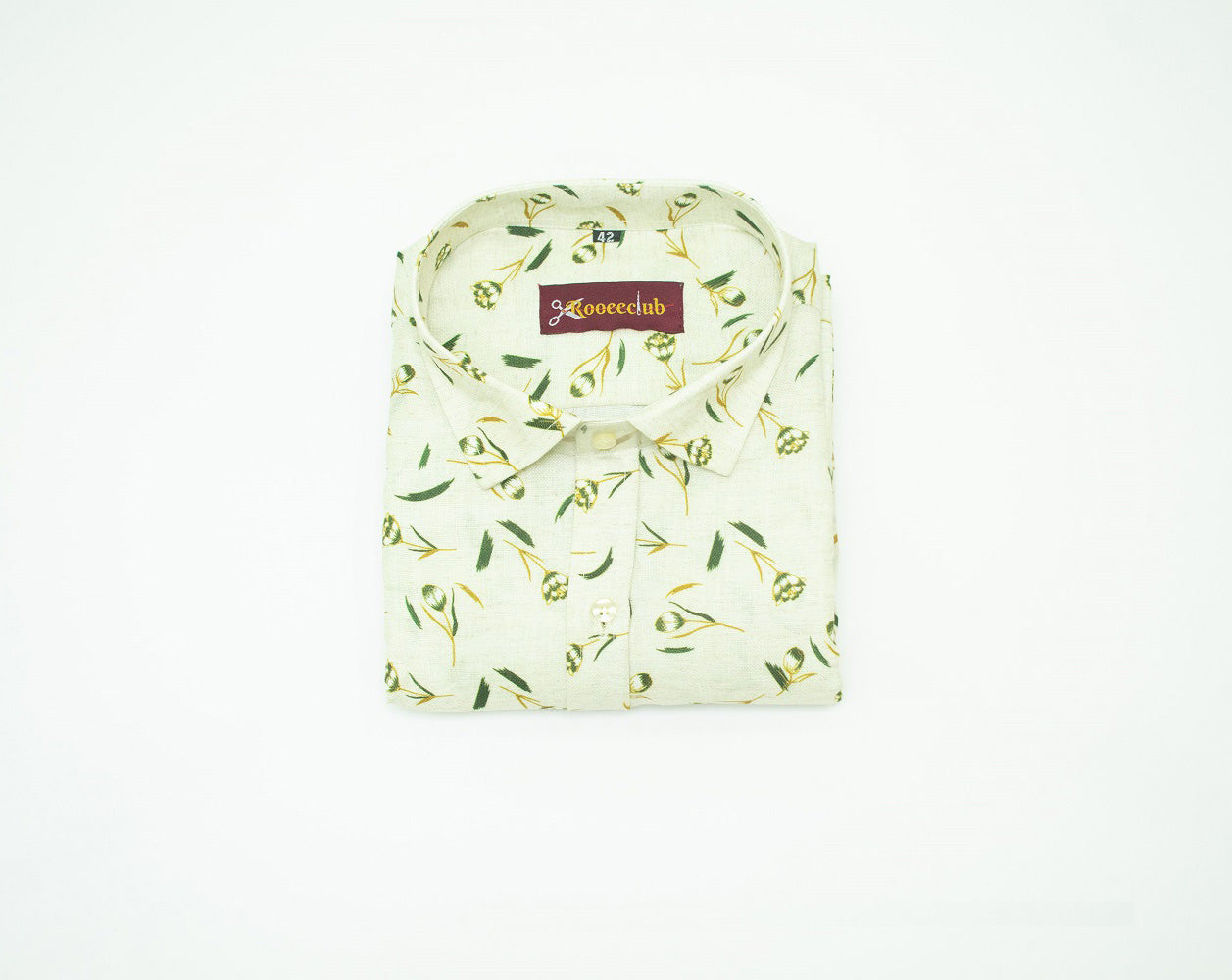white Leaf Color Printed Color Cotton Shirts