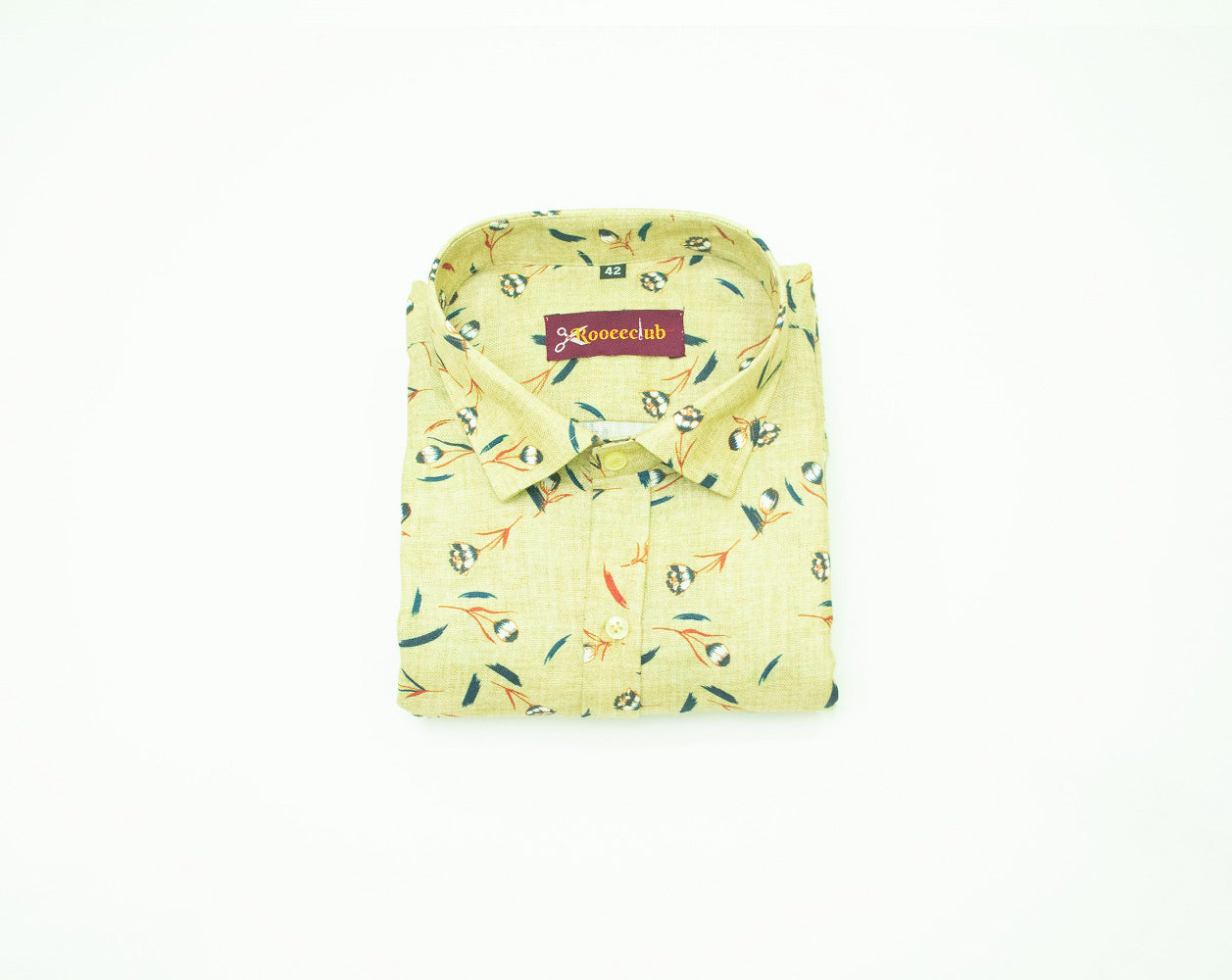 Cream Leaf Color Printed Color Cotton Shirts