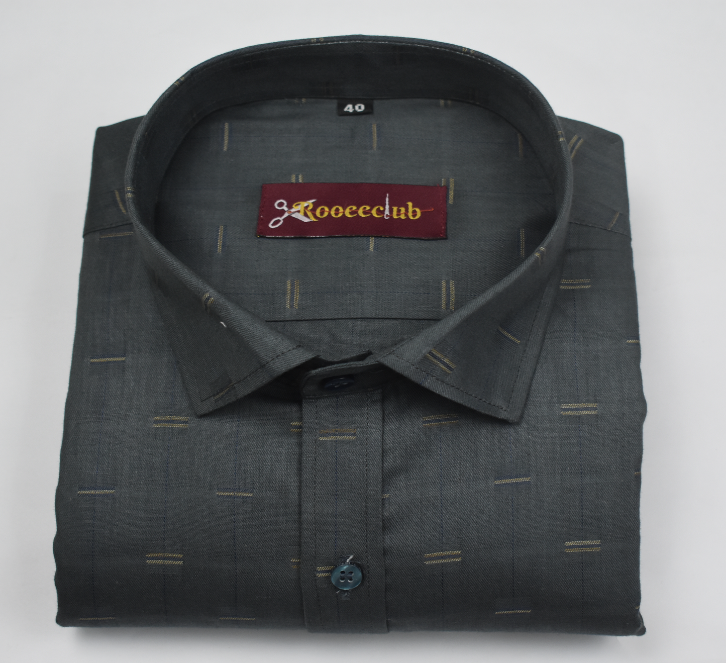 Dark Gray Color Lining Butta Cotton Shirts