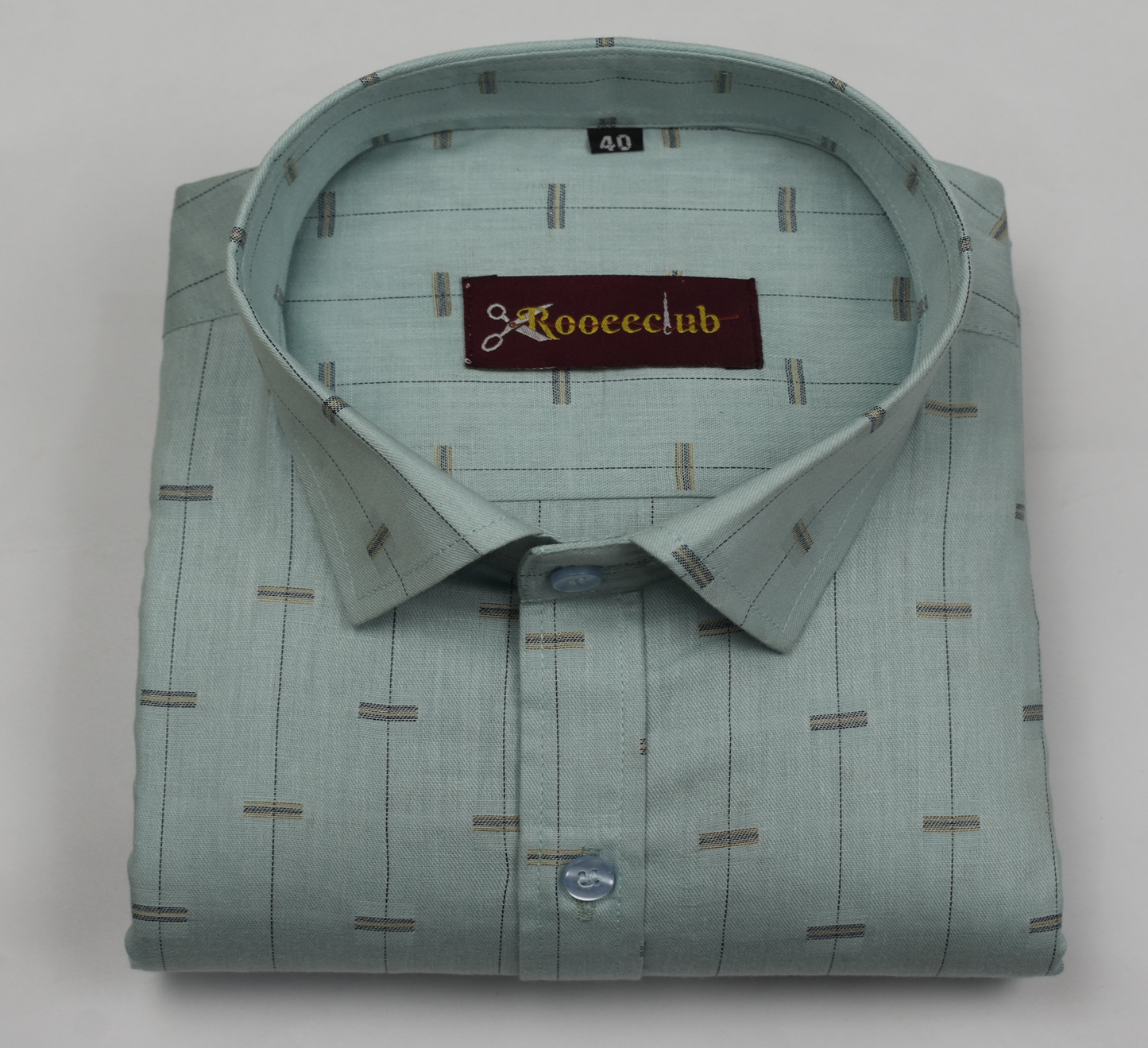 Astral Blue Color Lining Butta Cotton Shirts
