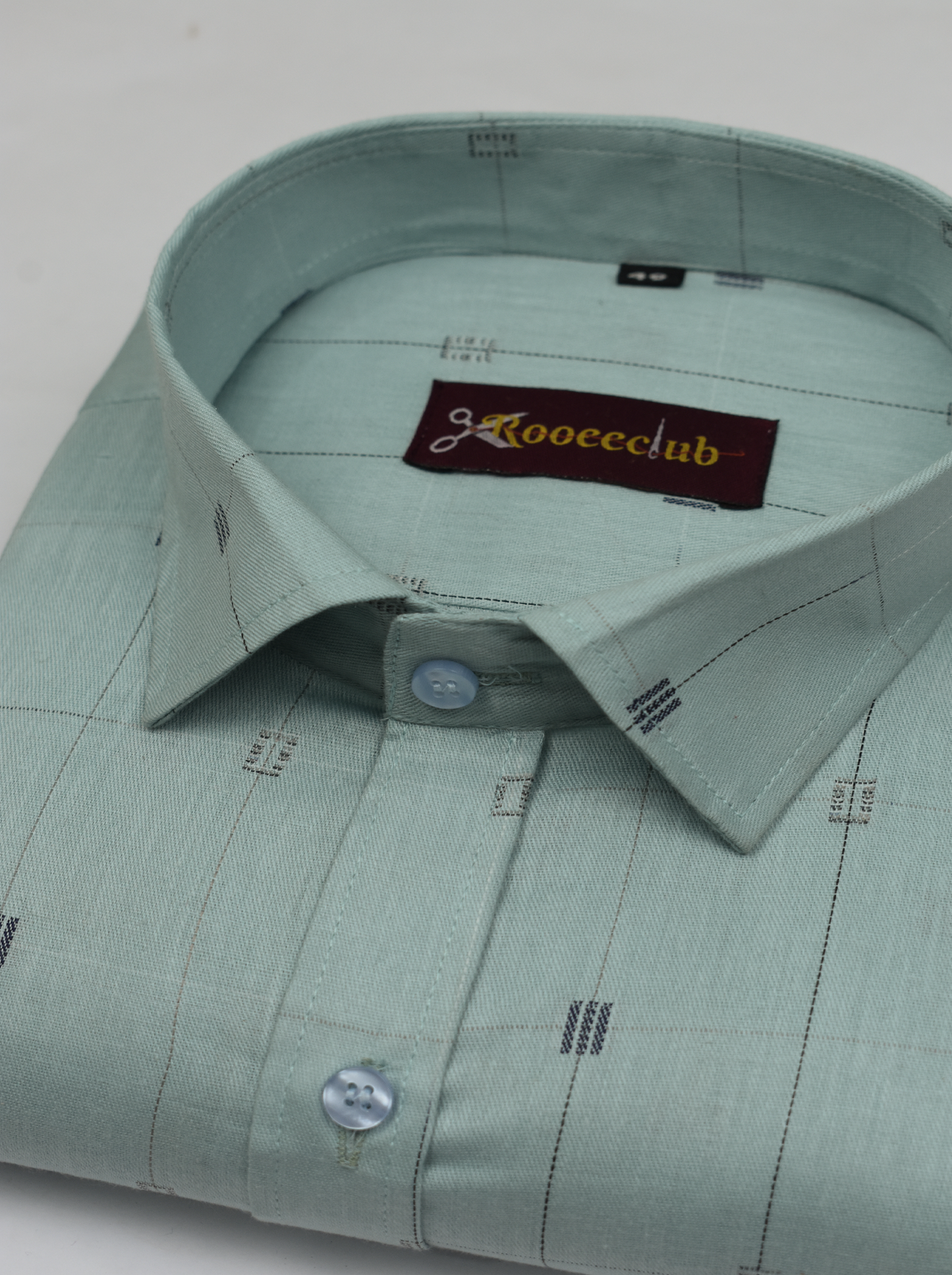 Astral Blue Color Check Butta Cotton Shirts