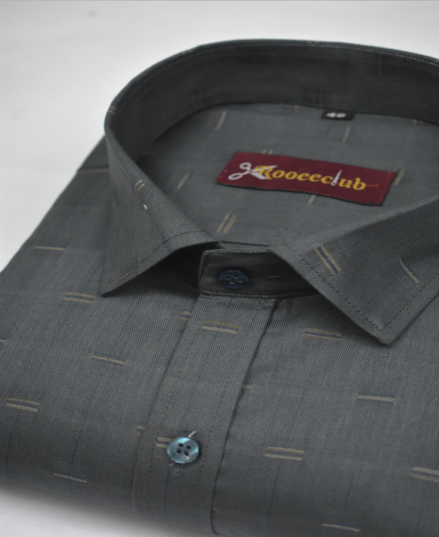 Dark Gray Color Lining Butta Cotton Shirts