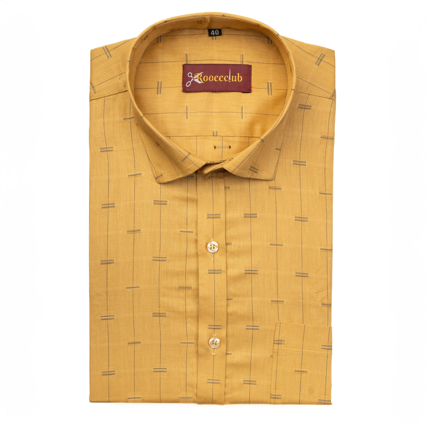 Dark Yellow Color Lining Butta Cotton Shirts