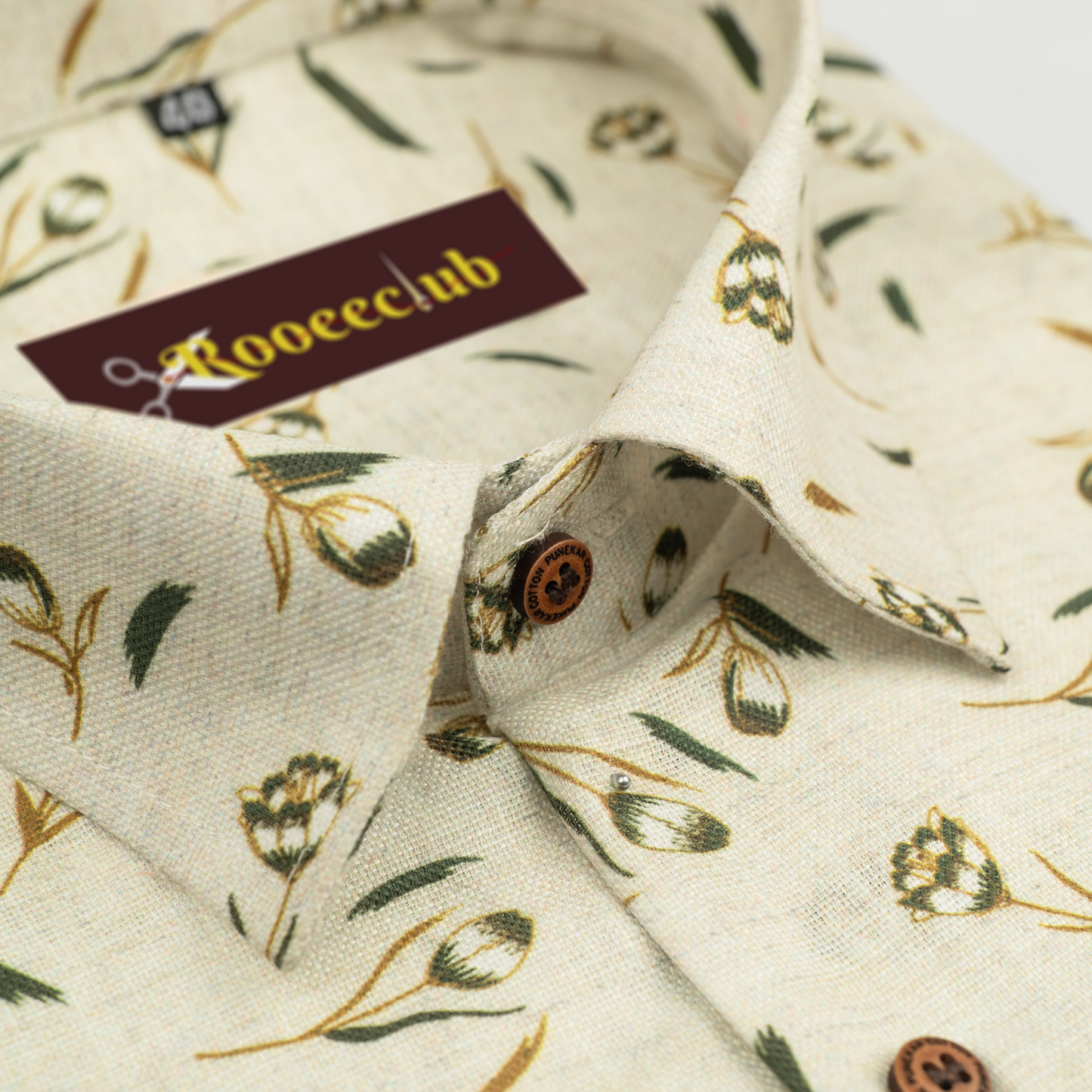 White Leaf Color Printed Color Cotton Shirts