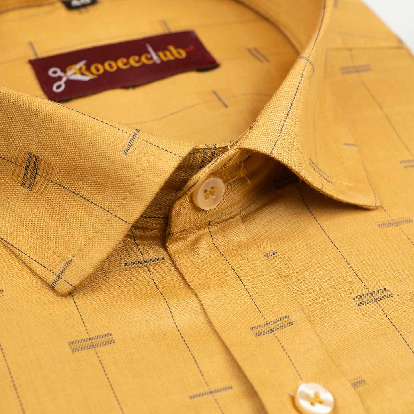 Dark Yellow Color Lining Butta Cotton Shirts