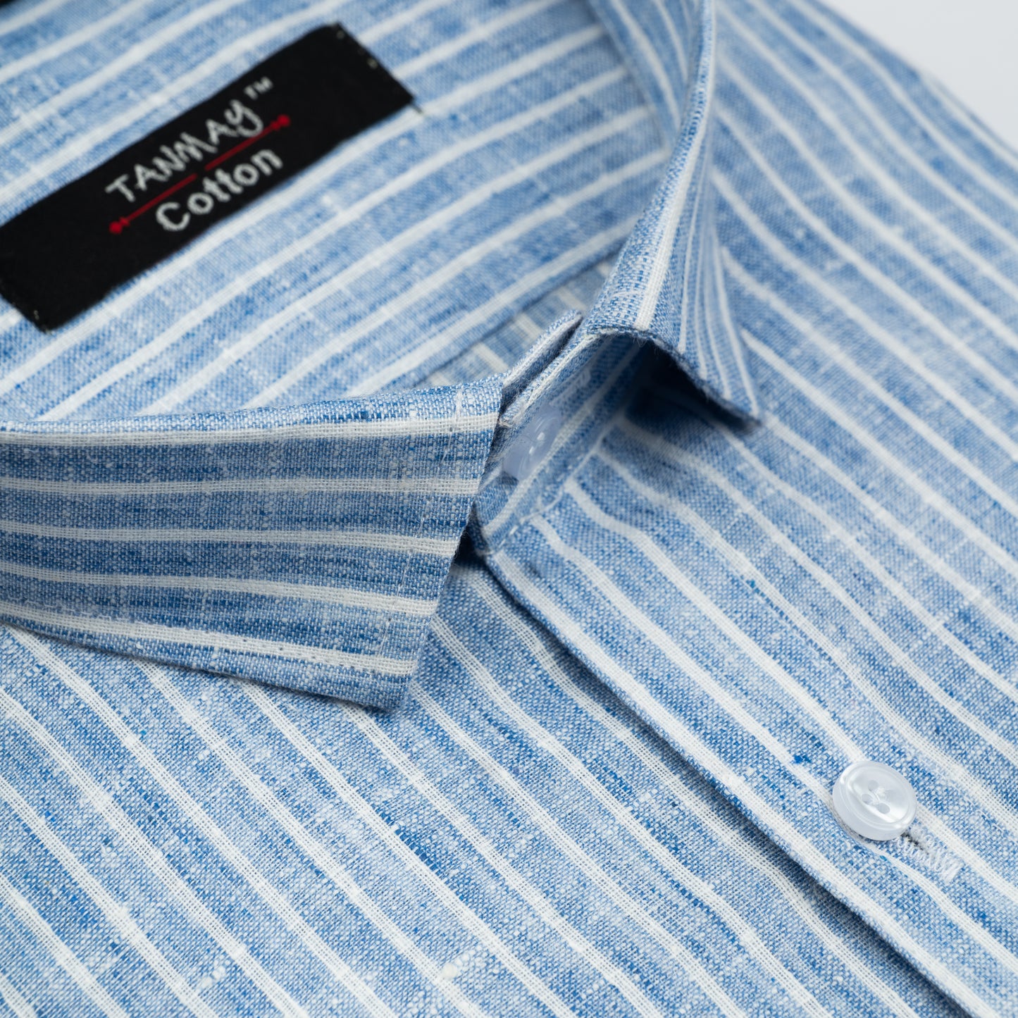 Blue Color Cotton Stripes Shirts For Men