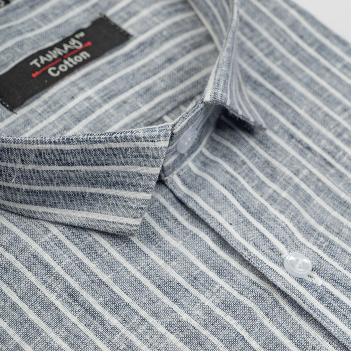 Grey Color Cotton Stripes Shirts For Men