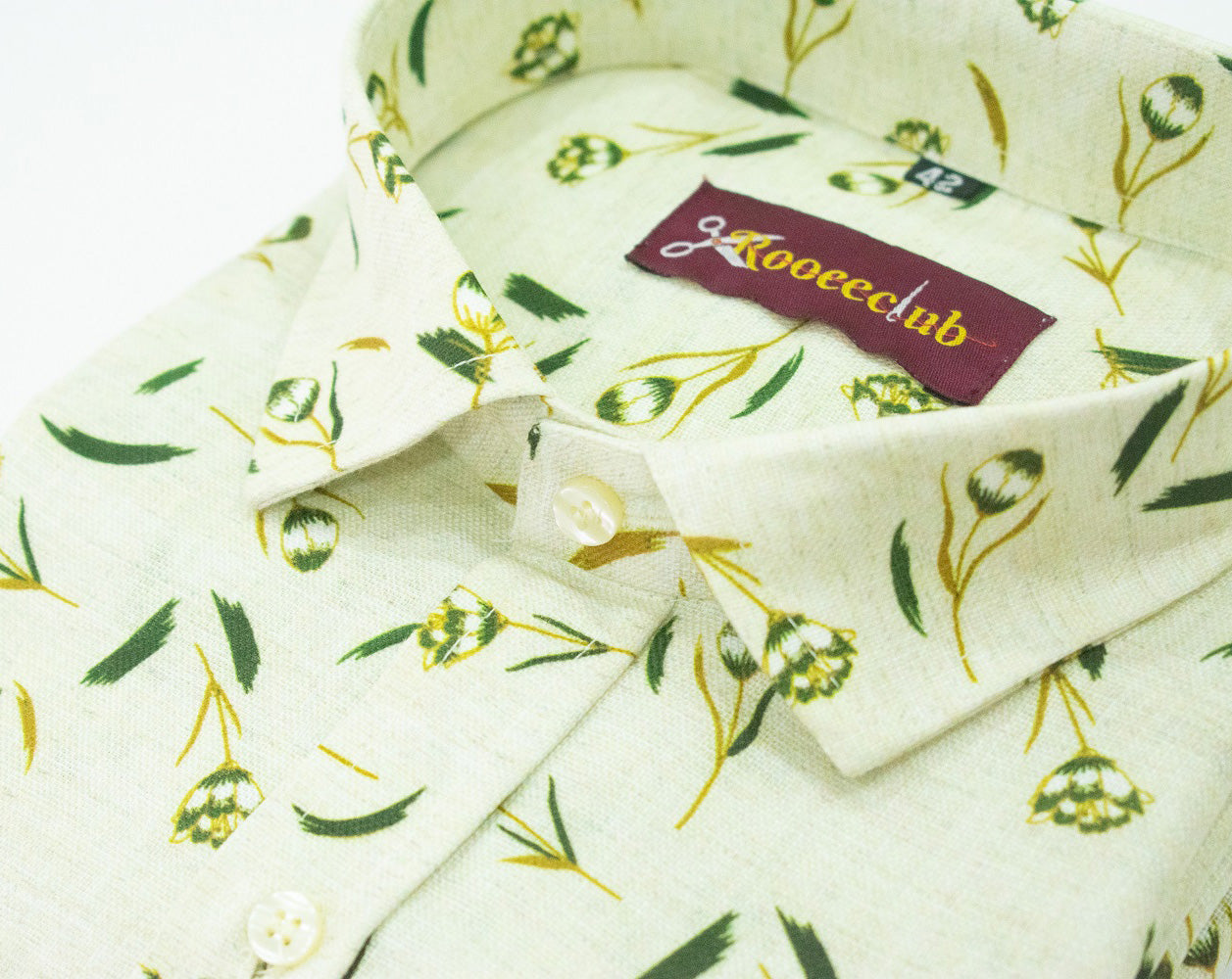 white Leaf Color Printed Color Cotton Shirts