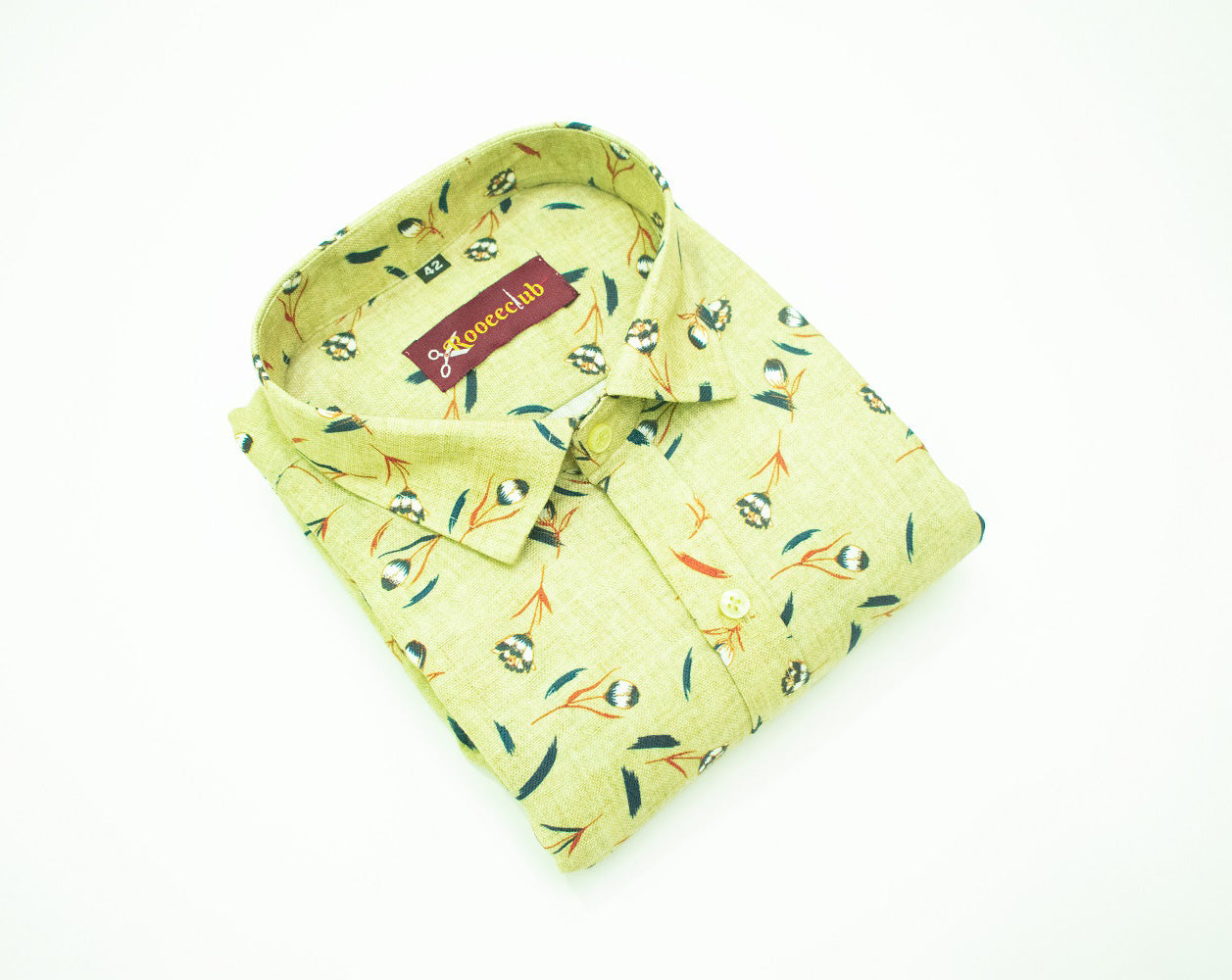 Cream Leaf Color Printed Color Cotton Shirts