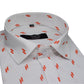 White Dark Orange Double Rectangle Printed Cotton Shirt For Men's