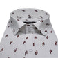 White Brown Double Rectangle Printed Cotton Shirt For Men's