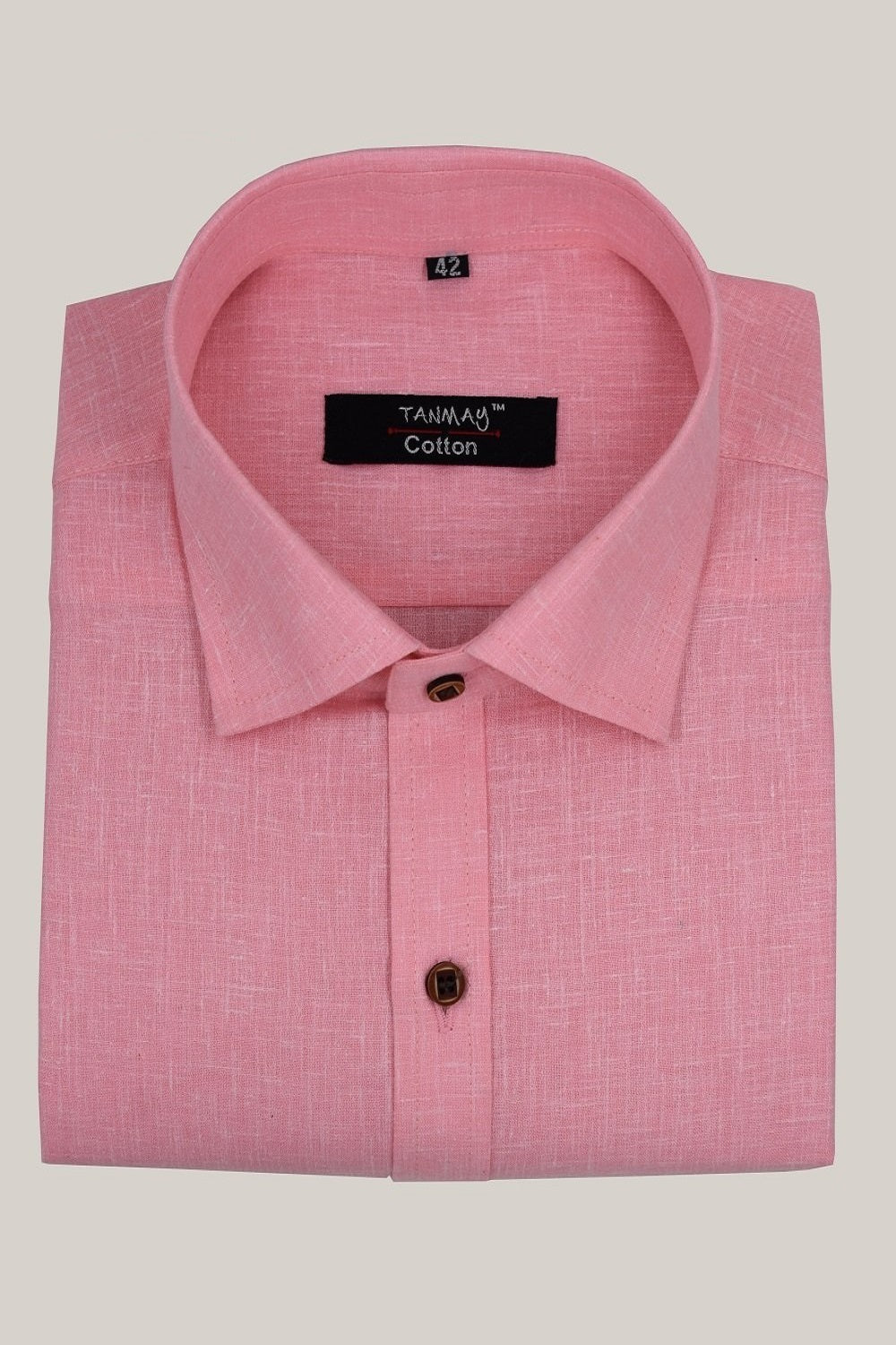 Cotton Tanmay Light Pink Color Linen Fill Formal Cotton Shirt For Men's