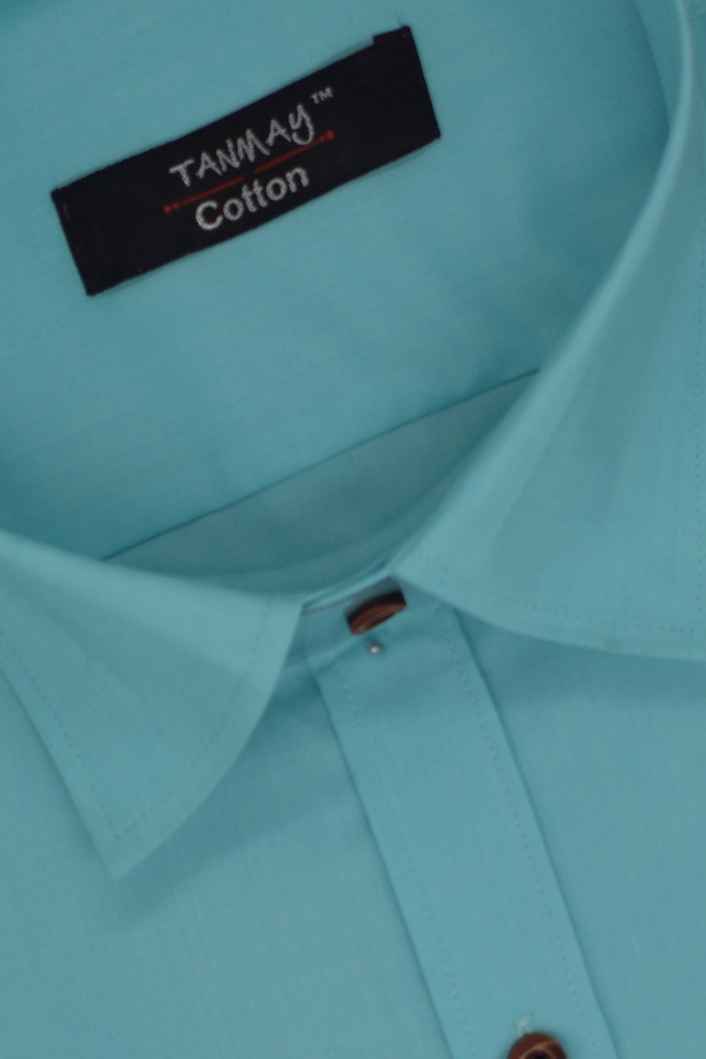 Cotton Tanmay Satin Sky Blue Color Full Sleeves Formal Shirt for Men's