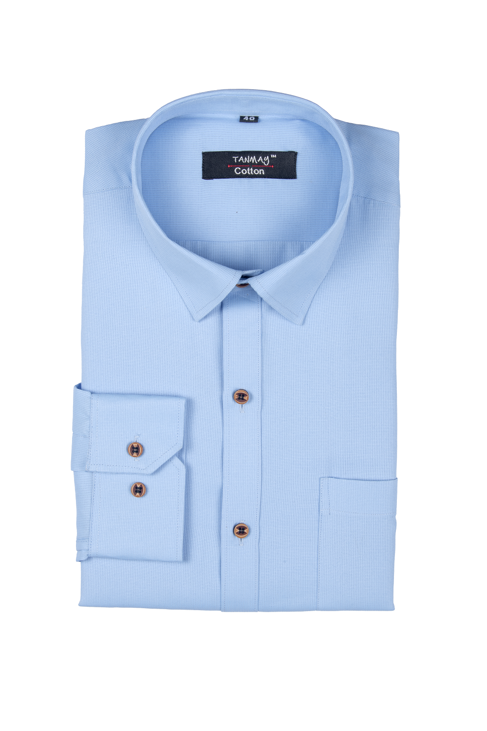 Cotton Tanmay Sky Blue Color Mercerised Cotton Shirt For Men's