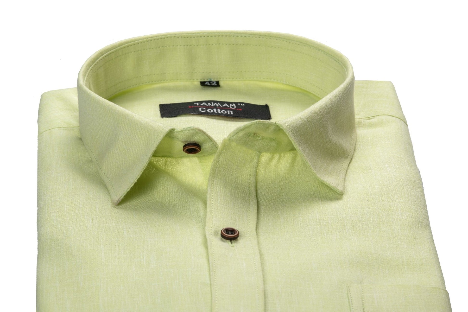 Cotton Tanmay Lemon Color Linen Fill Formal Cotton Shirt For Men's