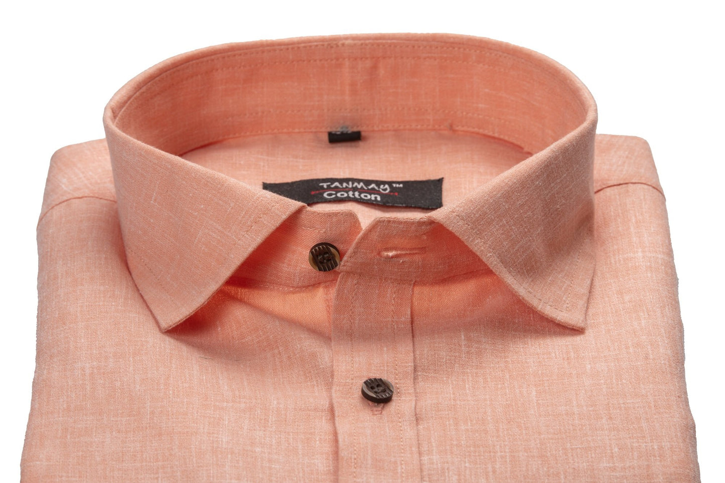 Cotton Tanmay Orange Color Linen Fill Formal Cotton Shirt For Men's