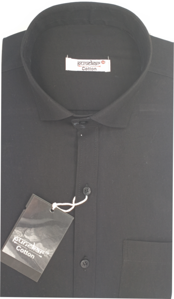 Cotton Tanmay  Satin Black Color Full Sleeves Formal Shirt for Men's