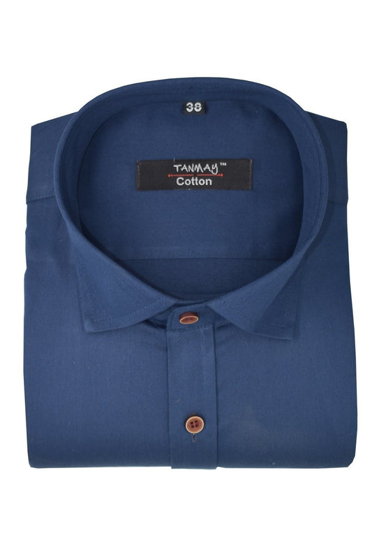 Cotton Tanmay Navy Blue Color Formal Shirt for Men's