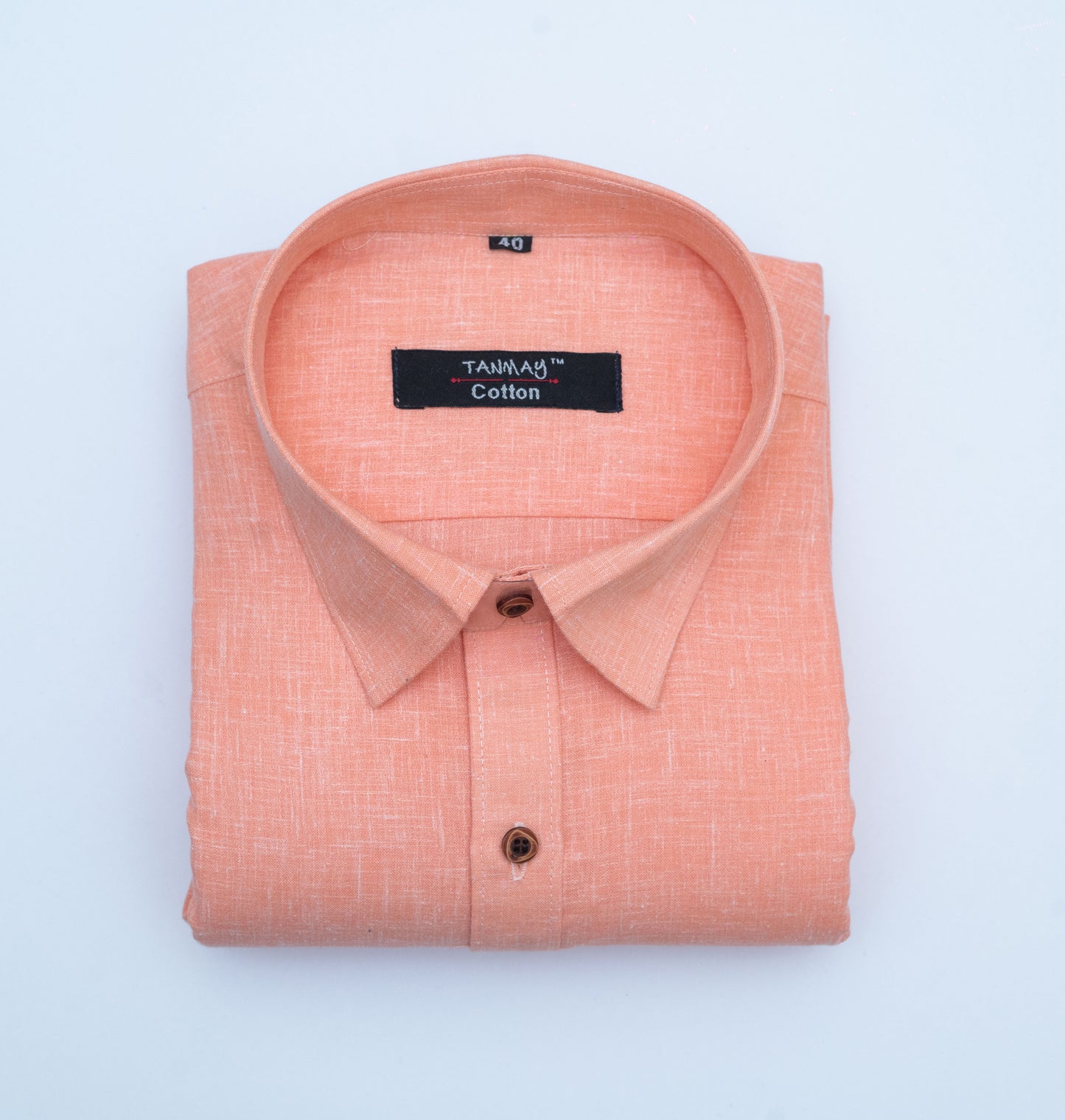 Cotton Tanmay Orange Color Linen Fill Formal Cotton Shirt For Men's