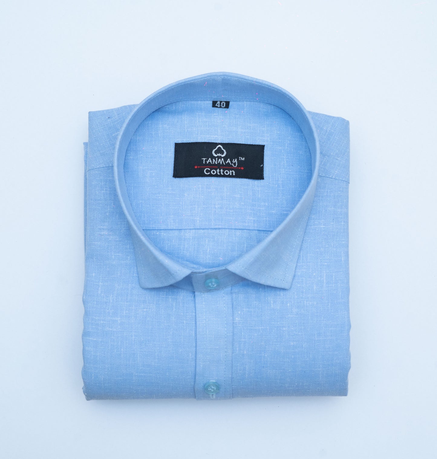 Cotton Tanmay Sky Blue Color Linen Fill Formal Cotton Shirt For Men's
