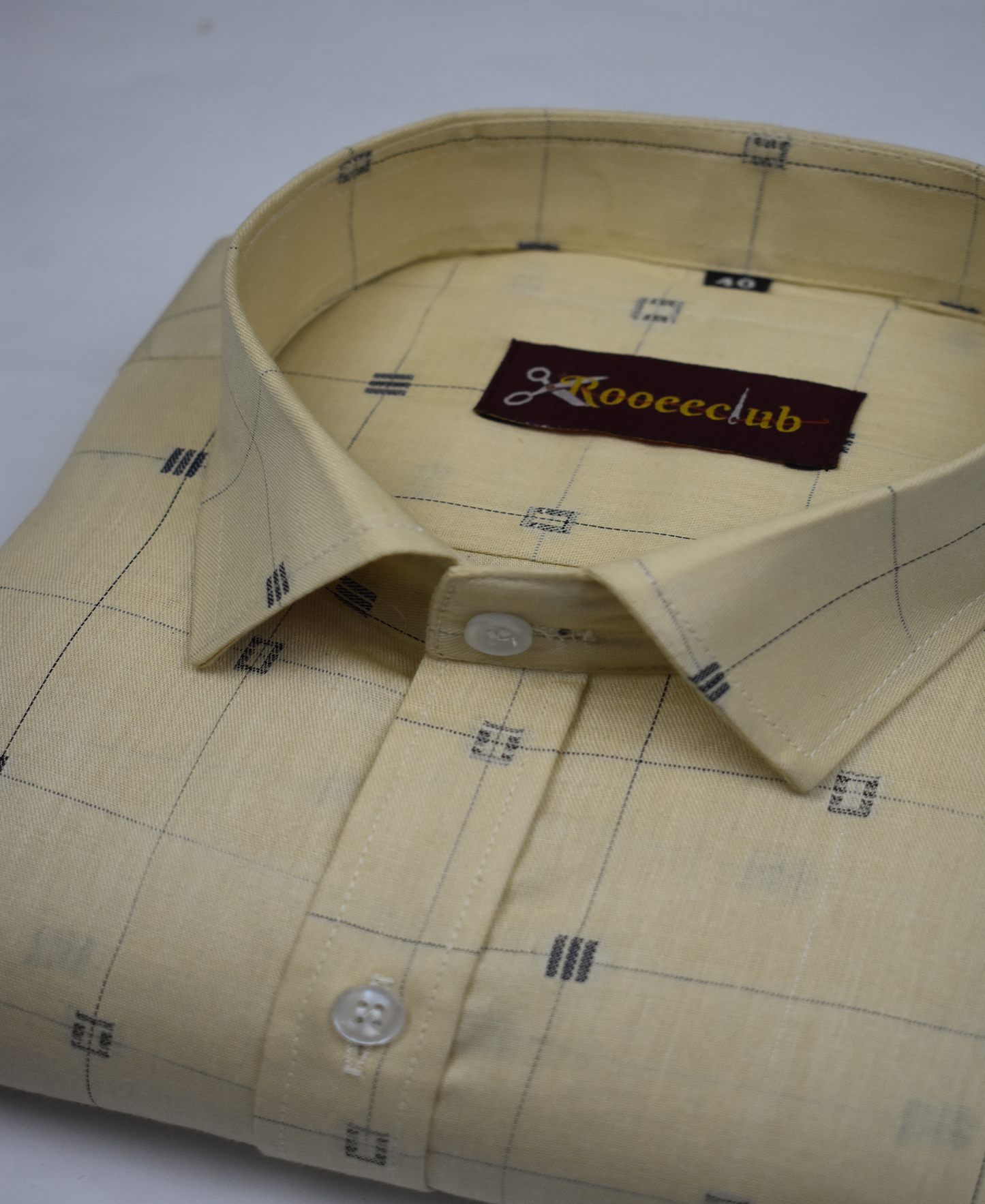 Yellow Color Check Lining Butta Cotton Shirts